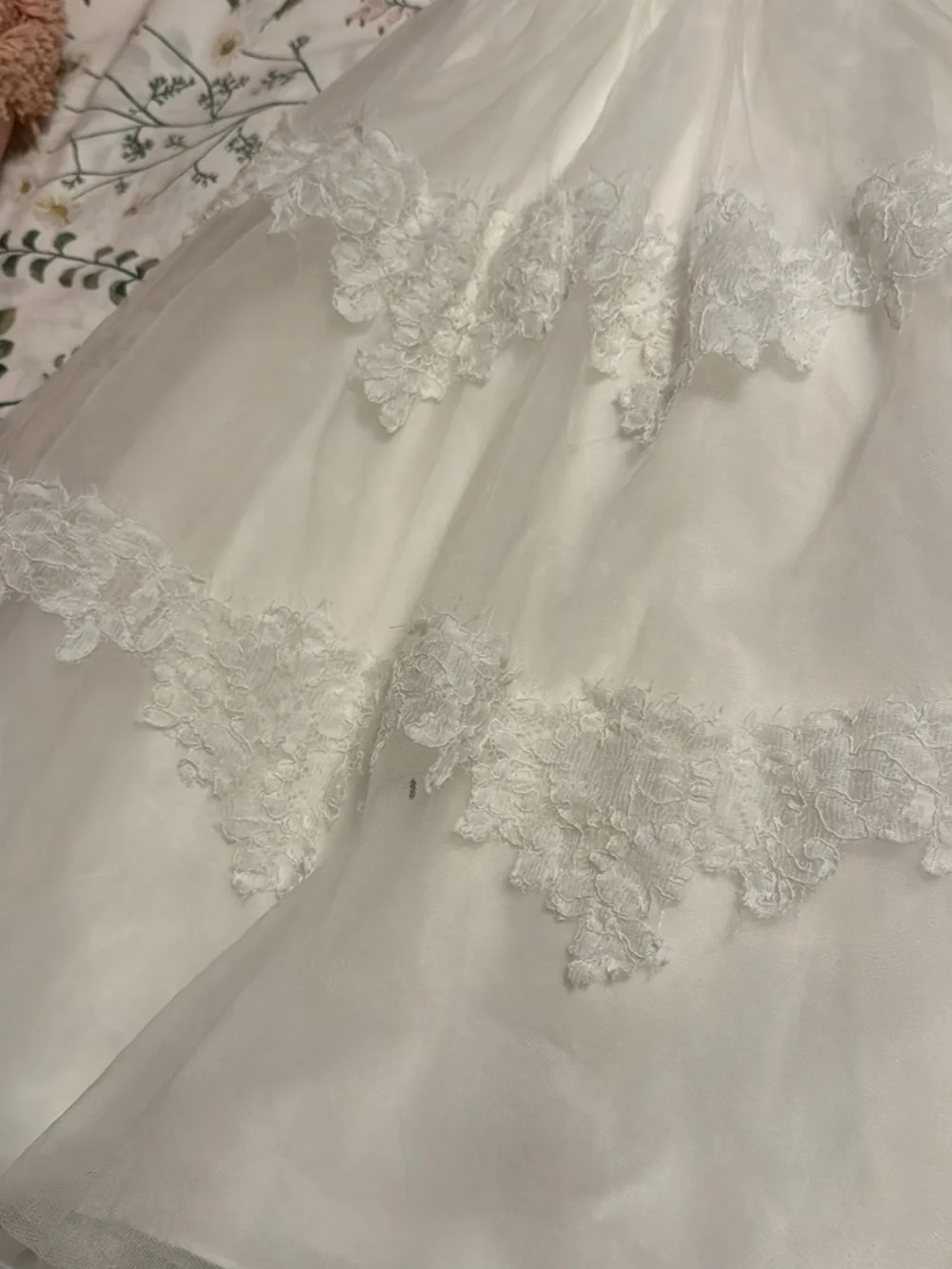 Ivory Lace Tiered Flower Girl Dress - Picture 4 of 4